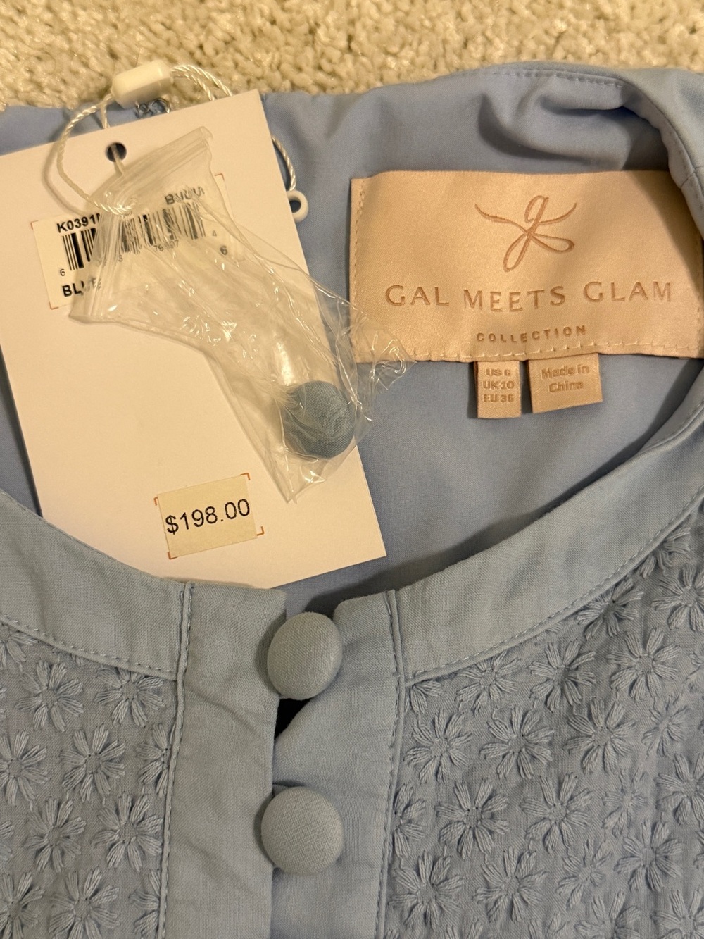 Gal Meets Glam Ellen Blue Sleeveless Pleated Dress - 100% Cotton - Size 6 - Picture 3 of 8